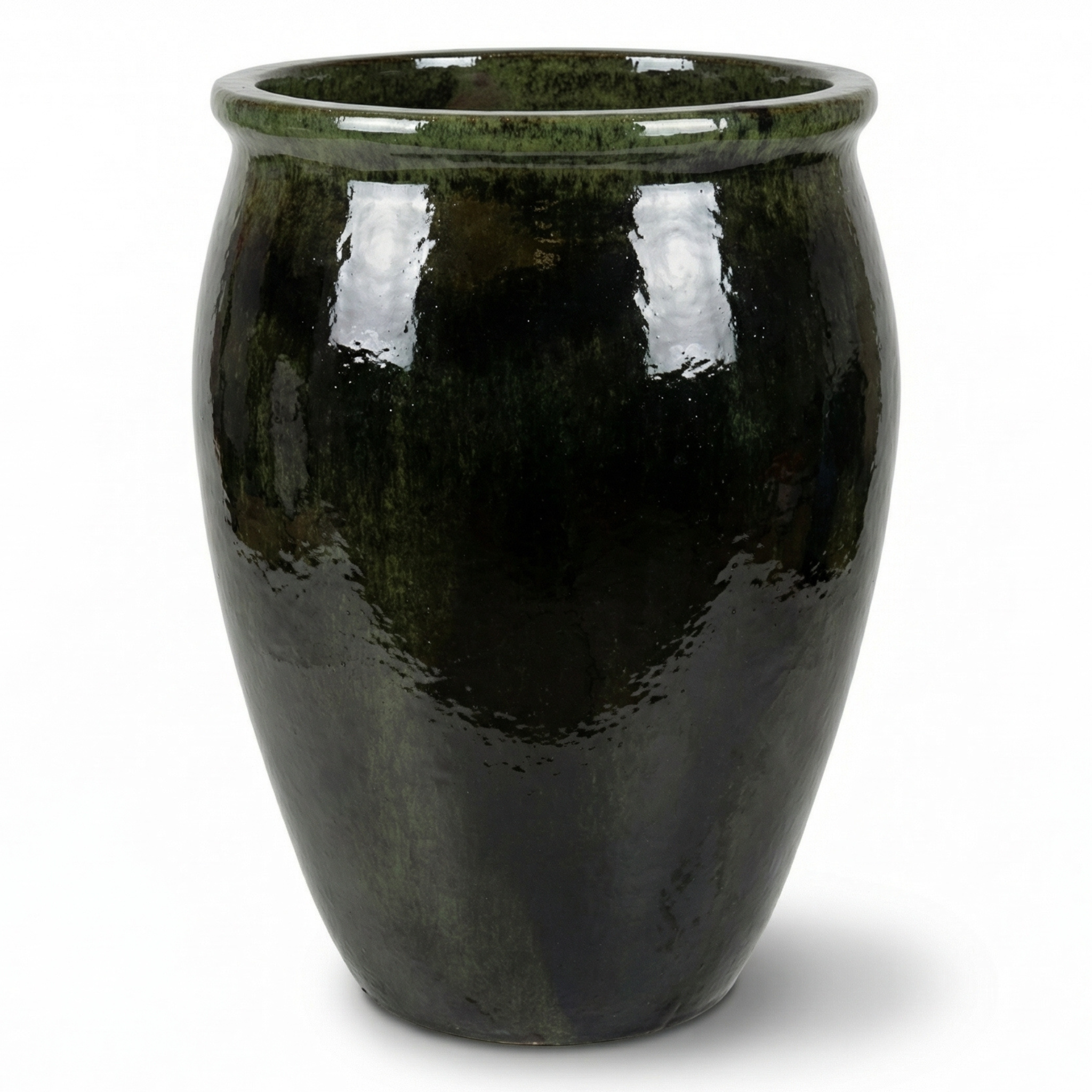 Černo-zelený keramický květináč BACCHUS