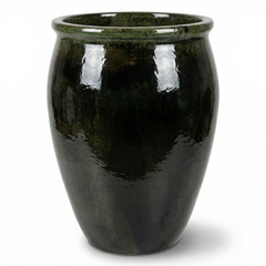 Doniczka ceramiczna BACCHUS - czarno-zielona