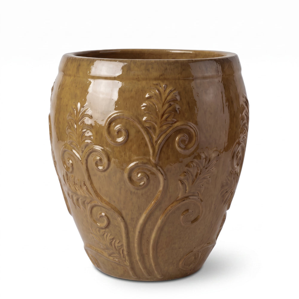Ceramiczna doniczka Gaia - Pustynna żółć - XL (53 cm x 57 cm)