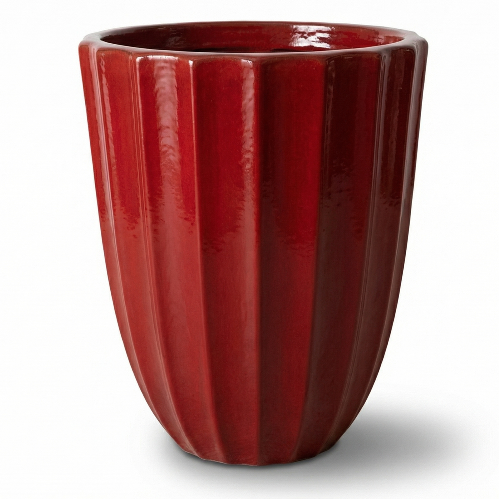 Doniczka ceramiczna Hugo Cesarska czerwień – Ręcznie robiona, szkliwiona doniczka z terakoty - XL: 44 x 59 cm