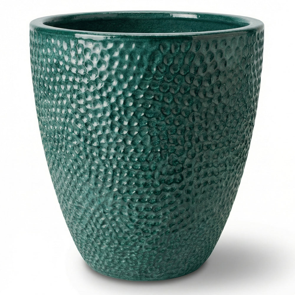 Doniczka ceramiczna Cigaline Petrol niebieska - Ręcznie robiona, szkliwiona doniczka terakotowa - M (36 x 40 cm)