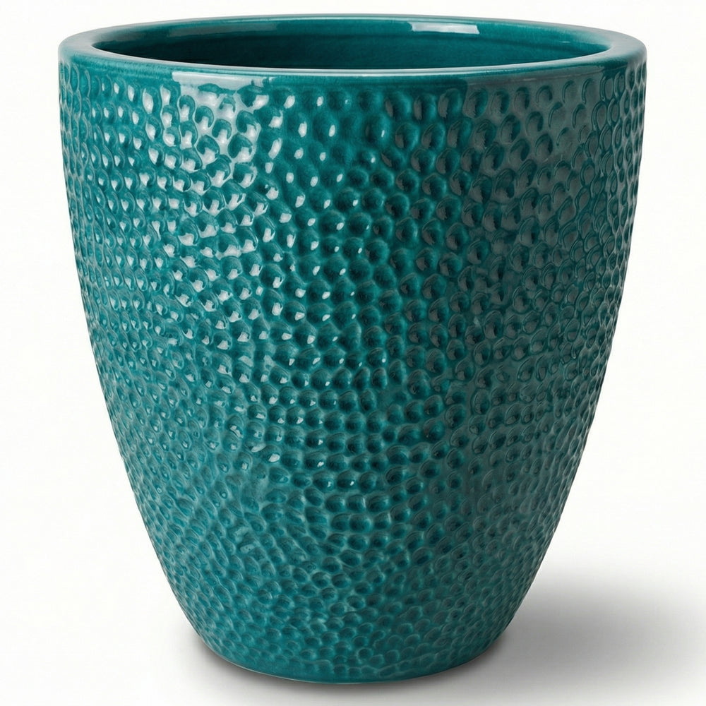 Doniczka ceramiczna Cigaline Turquoise - Ręcznie robiona szkliwiona doniczka z terakoty - M (36 x 40 cm)