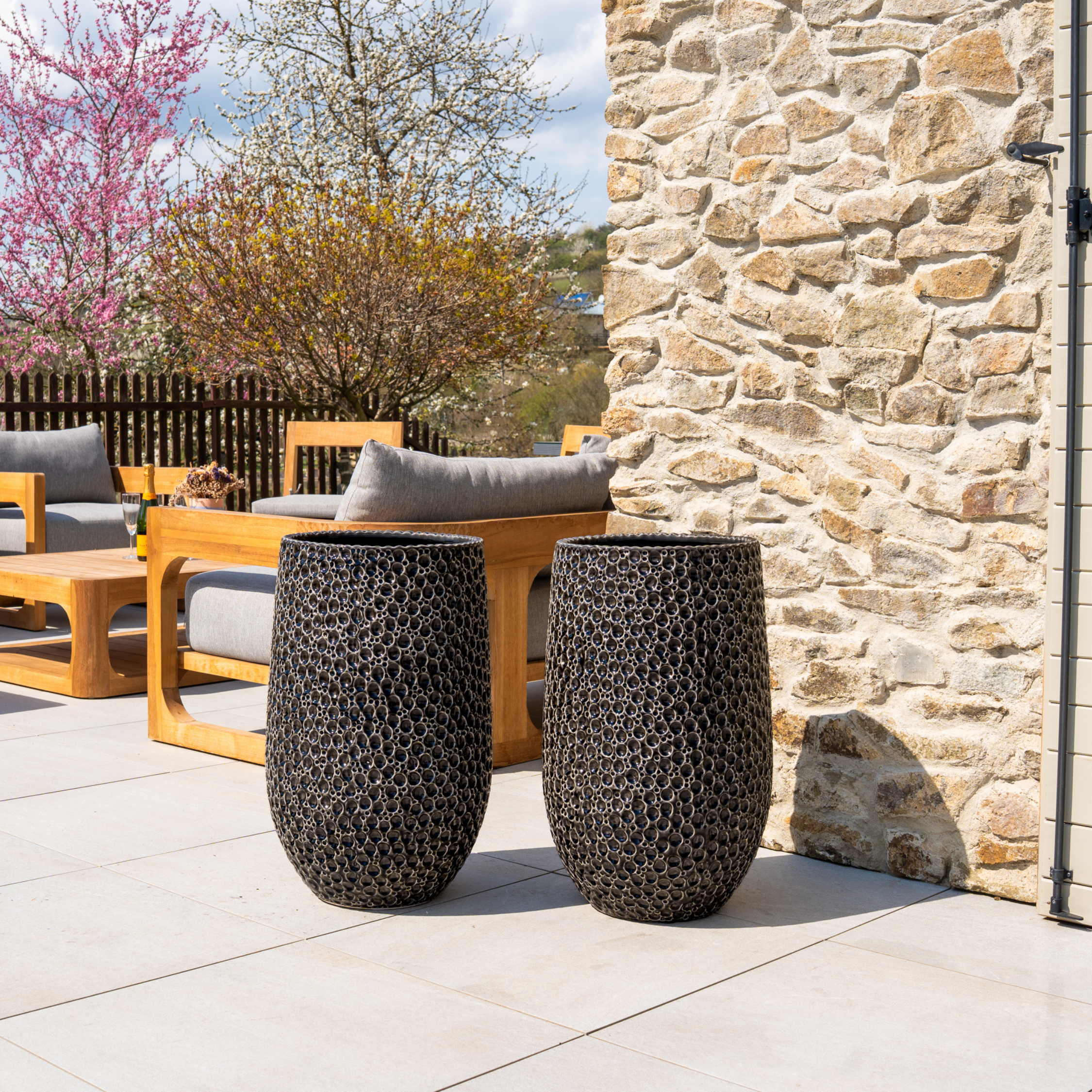 Doniczka ceramiczna Paryż - Czarna