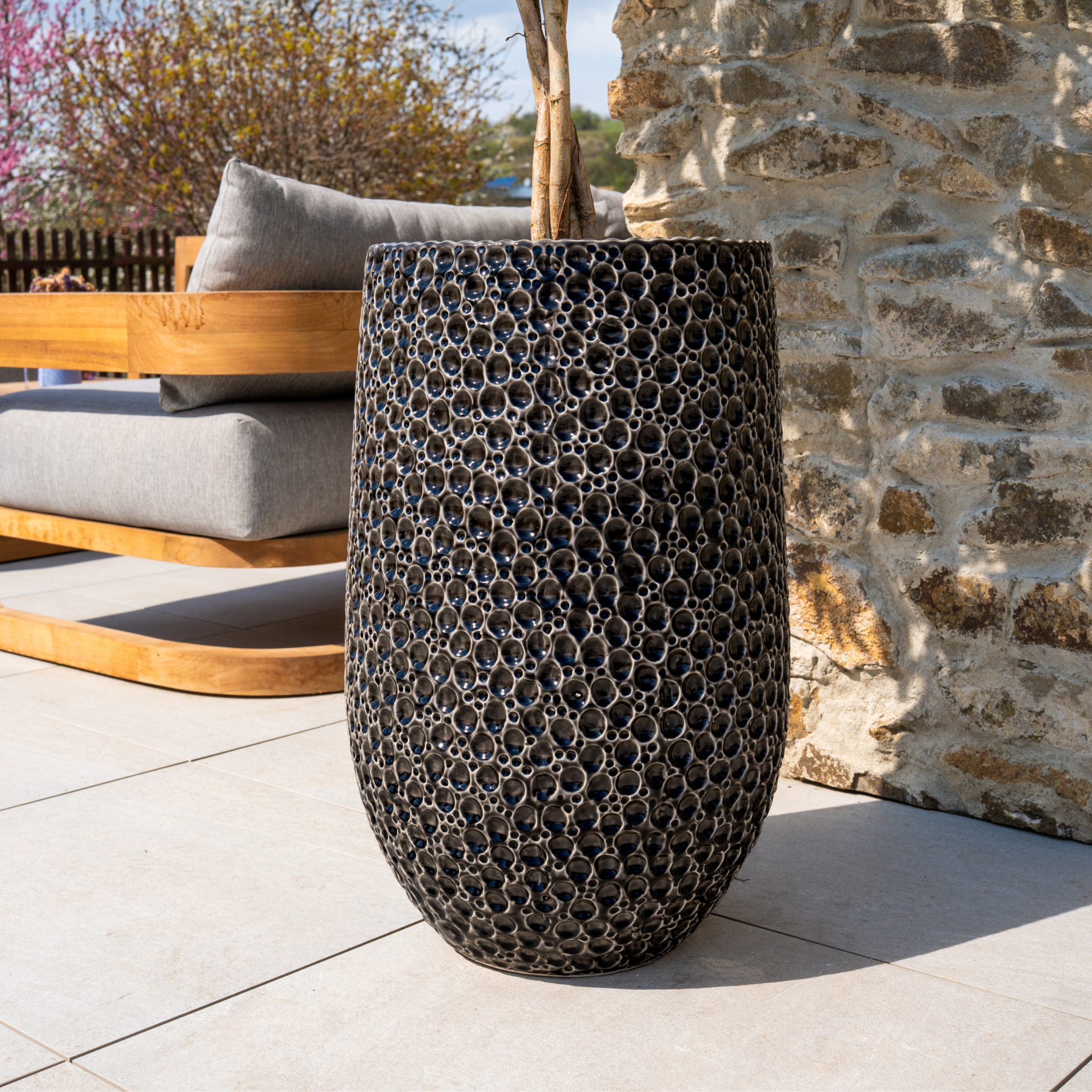 Doniczka ceramiczna Paryż - Czarna