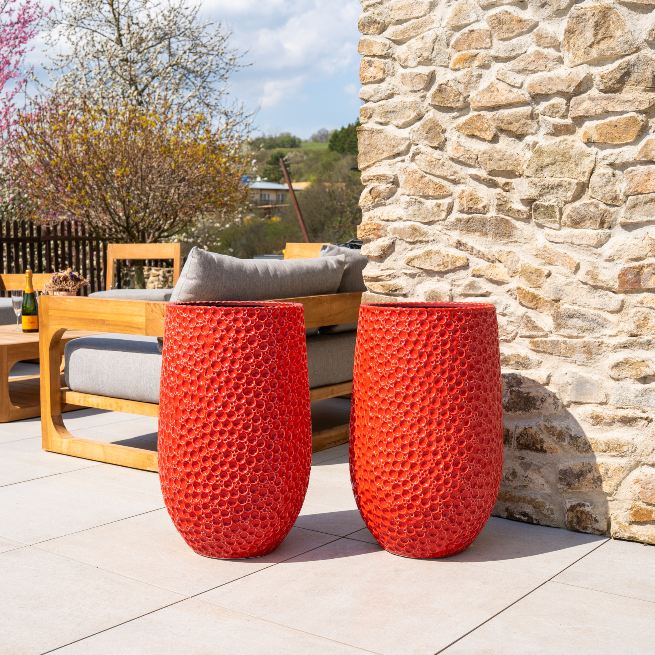 Doniczka ceramiczna Paryż - czerwona