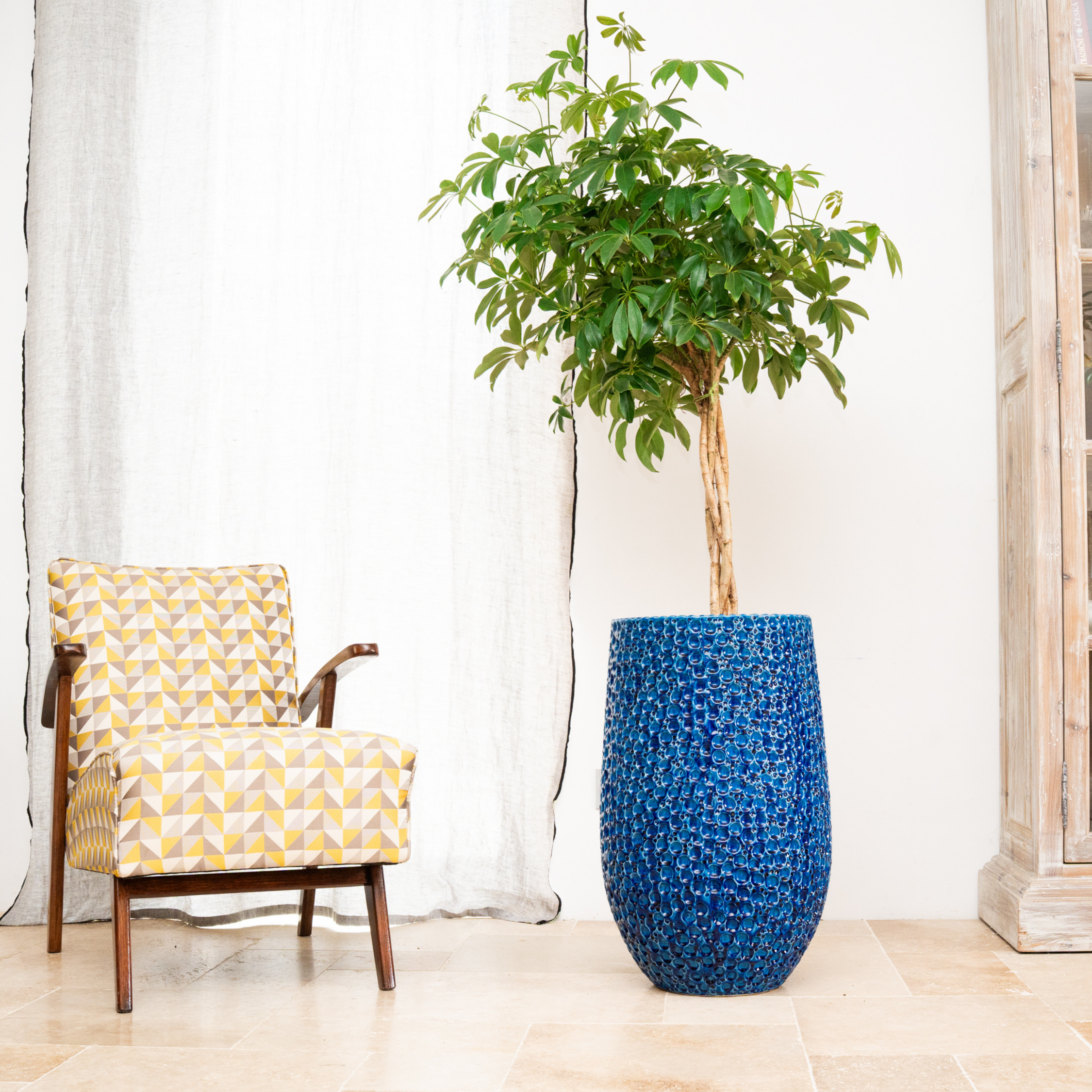 Doniczka ceramiczna Paryż - niebieska