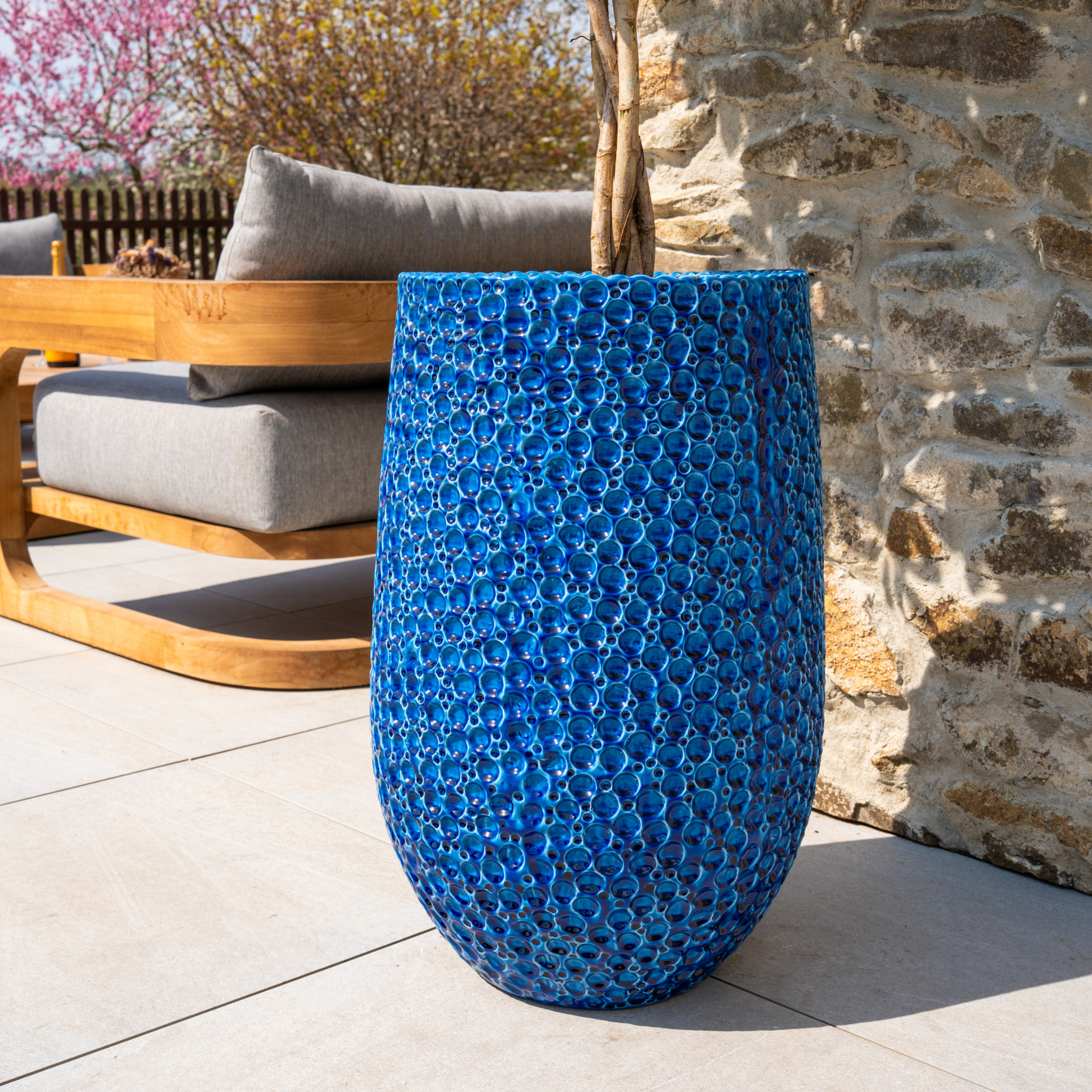 Doniczka ceramiczna Paryż - niebieska