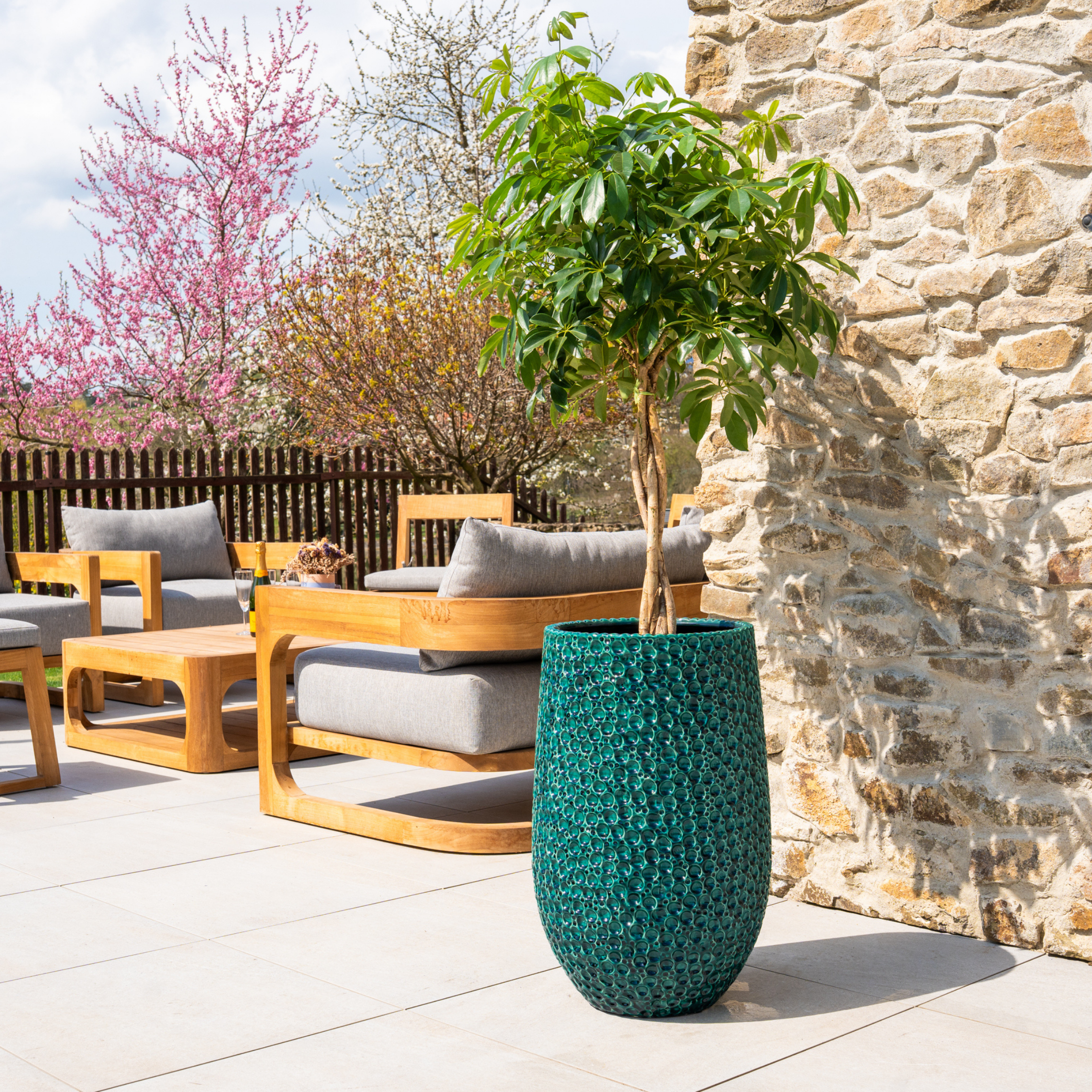 Ceramiczna doniczka Paryż - Ciemnozielona