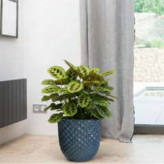 Doniczka ceramiczna Mars Antique niebieska - ręcznie wykonana, szkliwiona doniczka terakotowa