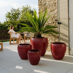 Doniczka ceramiczna Artemis Imperial Red – ręcznie robiona, szkliwiona doniczka z terakoty