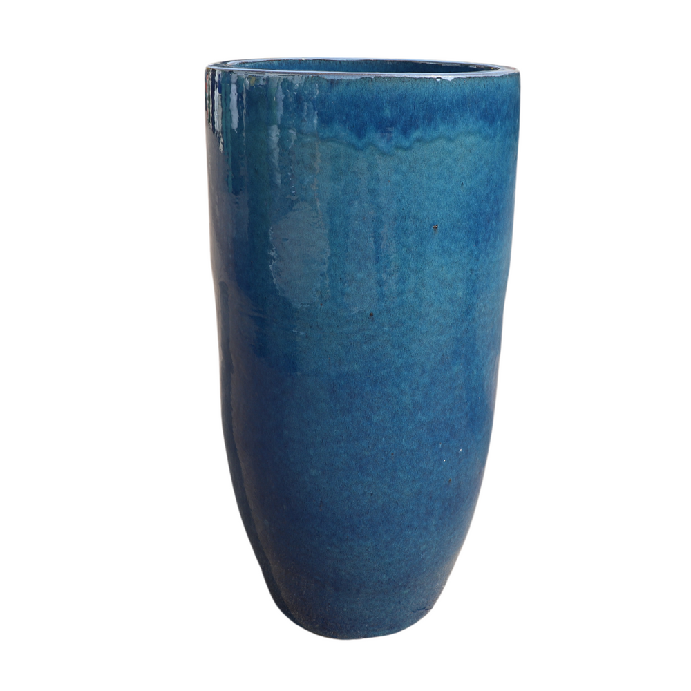 Ceramiczna doniczka Atena - Lazurowo-niebieska - XL (31 x 70 cm)