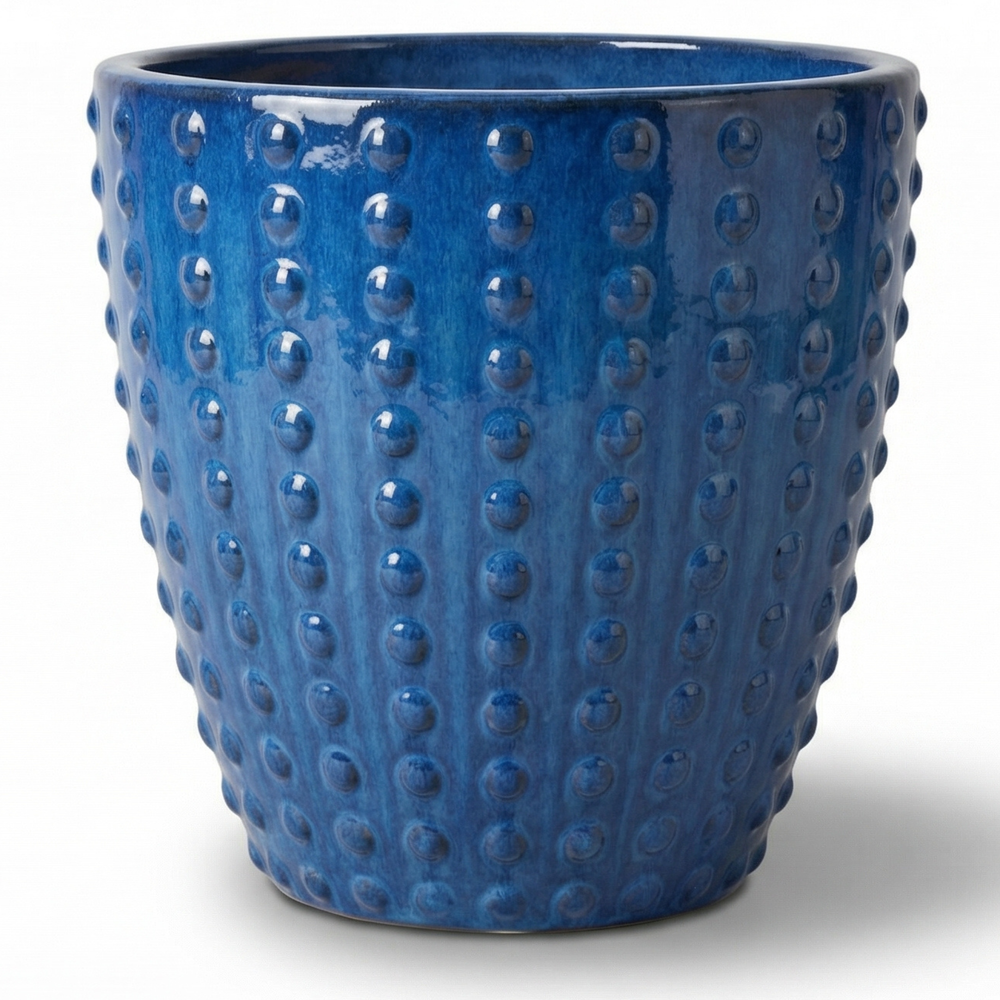 Doniczka ceramiczna Attila Antique Blue – Ręcznie wykonana, szkliwiona doniczka z terakoty - M (30 x 29 cm)