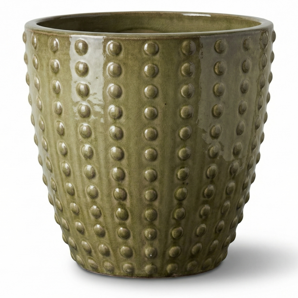 Ceramiczna doniczka Attila Brushed Bronze - Ręcznie wykonana, szkliwiona doniczka z terakoty - M (30 x 29 cm)