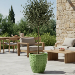 Ceramiczna doniczka Attila w kolorze zielonego jabłka - ręcznie wykonana, szkliwiona doniczka z terakoty