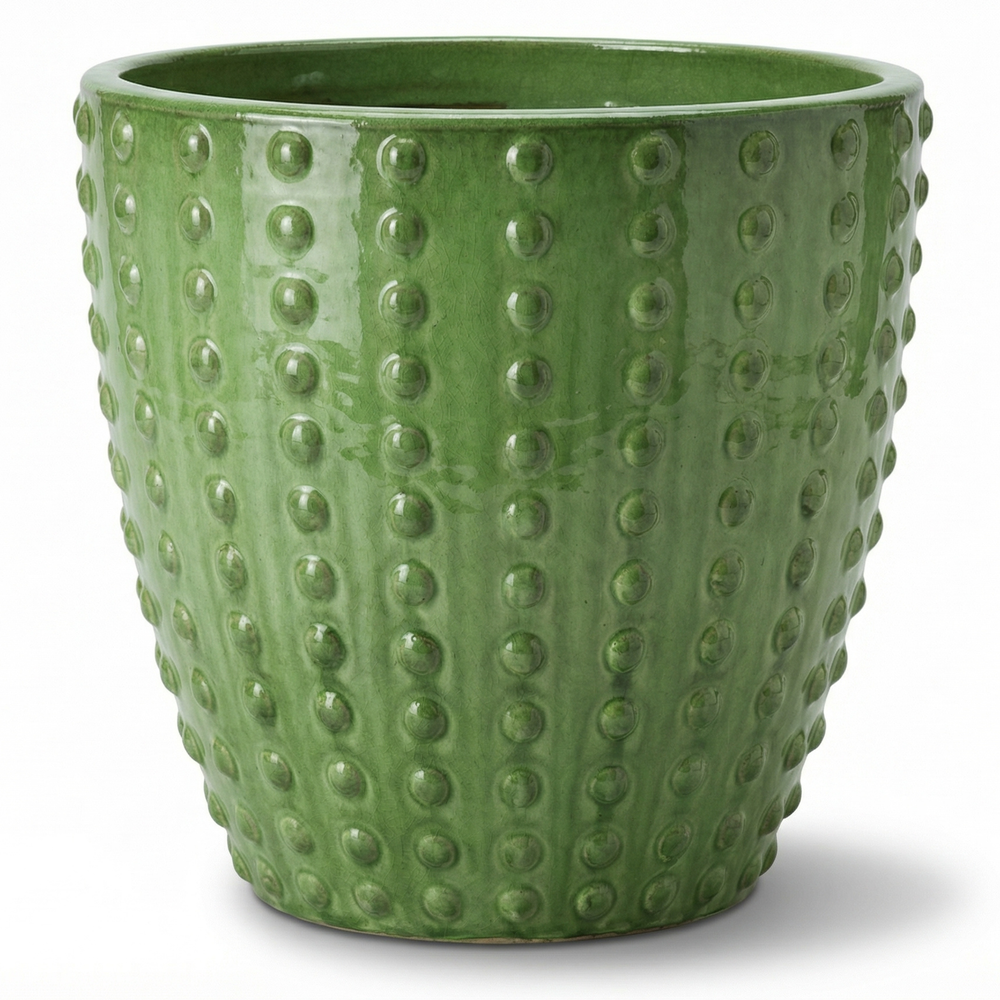 Ceramiczna doniczka Attila w kolorze zielonego jabłka - Ręcznie wykonana, szkliwiona doniczka z terakoty - M (30 x 29 cm)