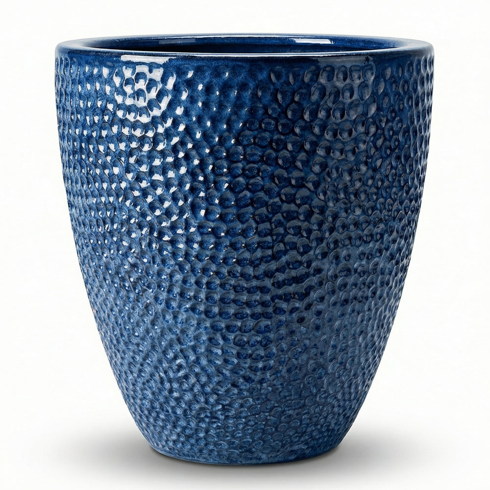Doniczka ceramiczna Cigaline w kolorze antycznego błękitu – Ręcznie robiona, szkliwiona doniczka z terakoty - M (36 x 40 cm)