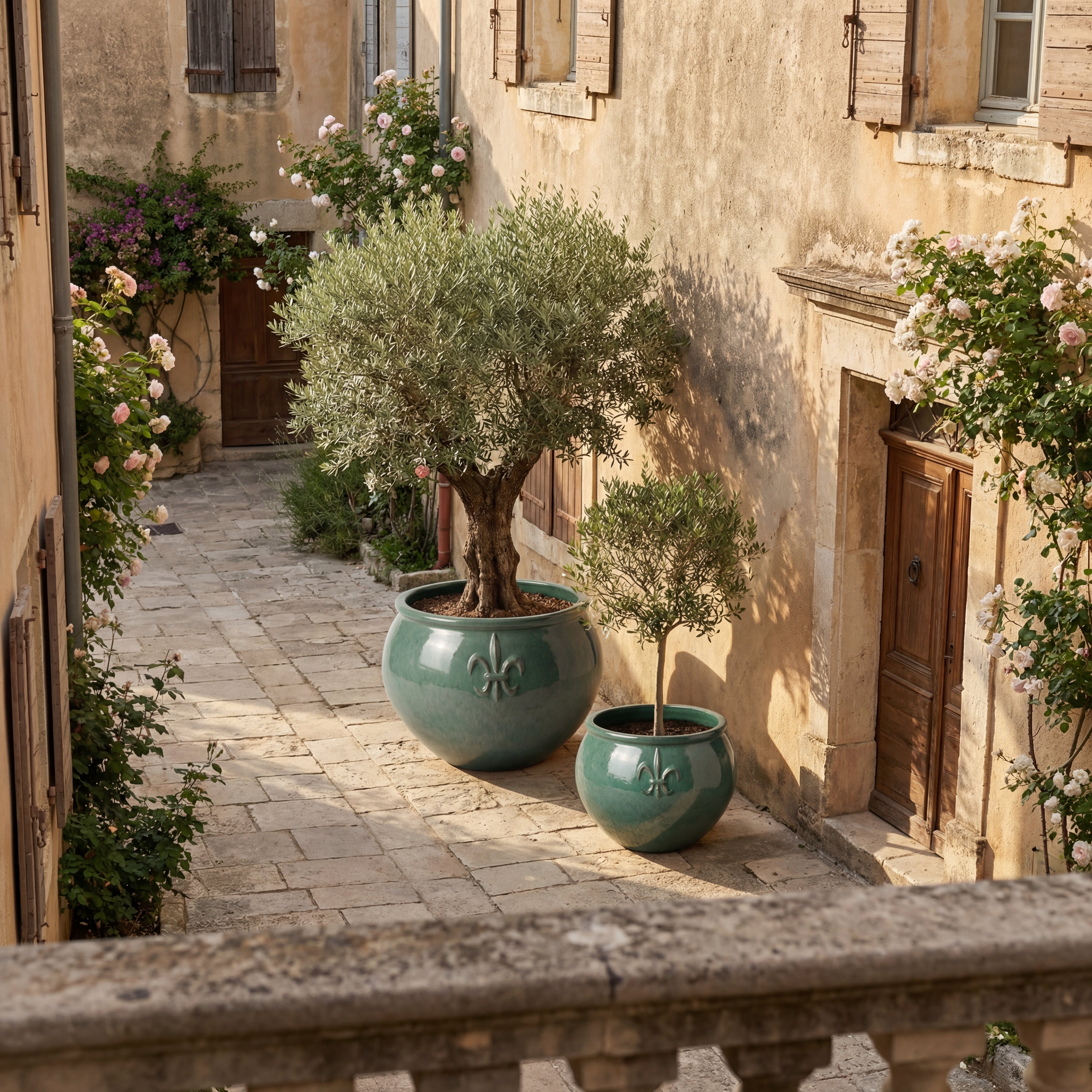 Doniczka ceramiczna Clovis - stalowo-niebieska