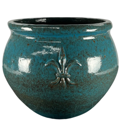 Doniczka ceramiczna Clovis - stalowo-niebieska