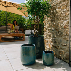 Doniczka ceramiczna Diane – stalowoniebieska