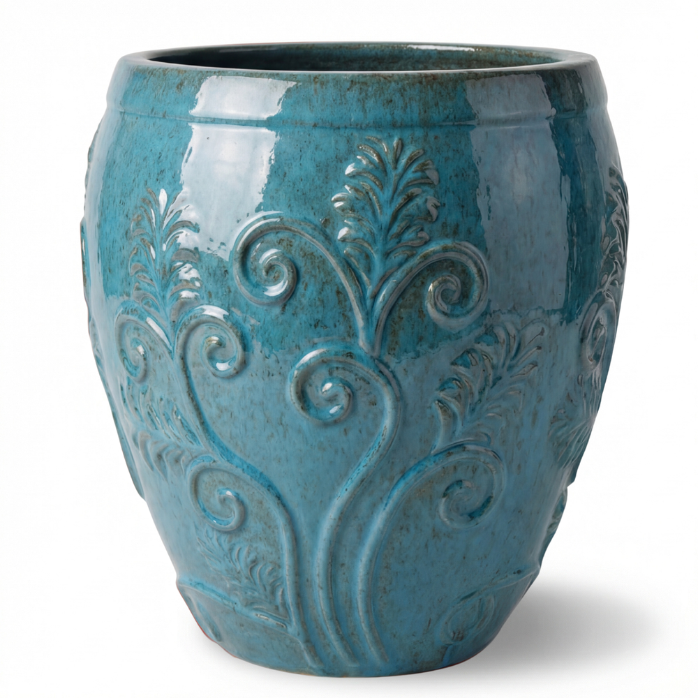 Doniczka ceramiczna Gaia - Stalowo-niebieska - XXL (80 cm x 85 cm)
