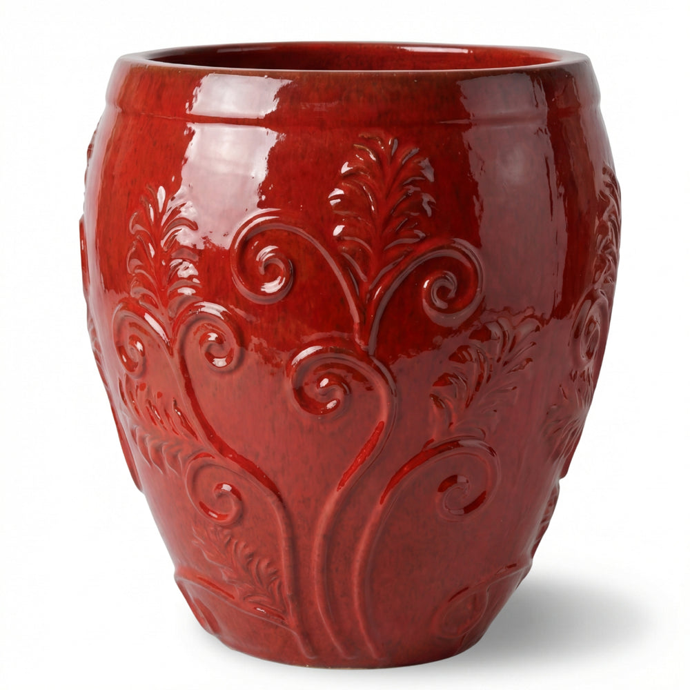 Ceramiczna doniczka Gaia - Tropikalna czerwień - XXL (80 cm x 85 cm)