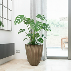 Doniczka ceramiczna Hugo w kolorze szczotkowanego brązu – ręcznie robiona szkliwiona doniczka z terakoty