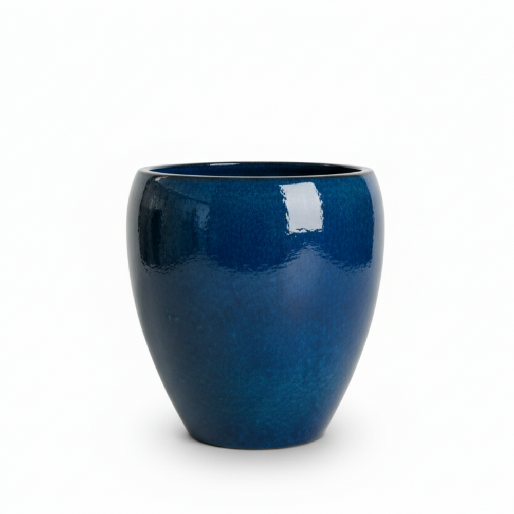 Doniczka ceramiczna LAFONTAINE - Lazurowo-niebieska - L (39 cm x 42 cm)