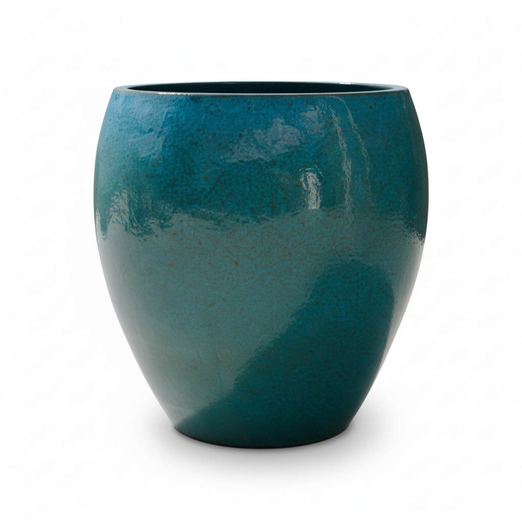 Doniczka ceramiczna LAFONTAINE - stalowoniebieska