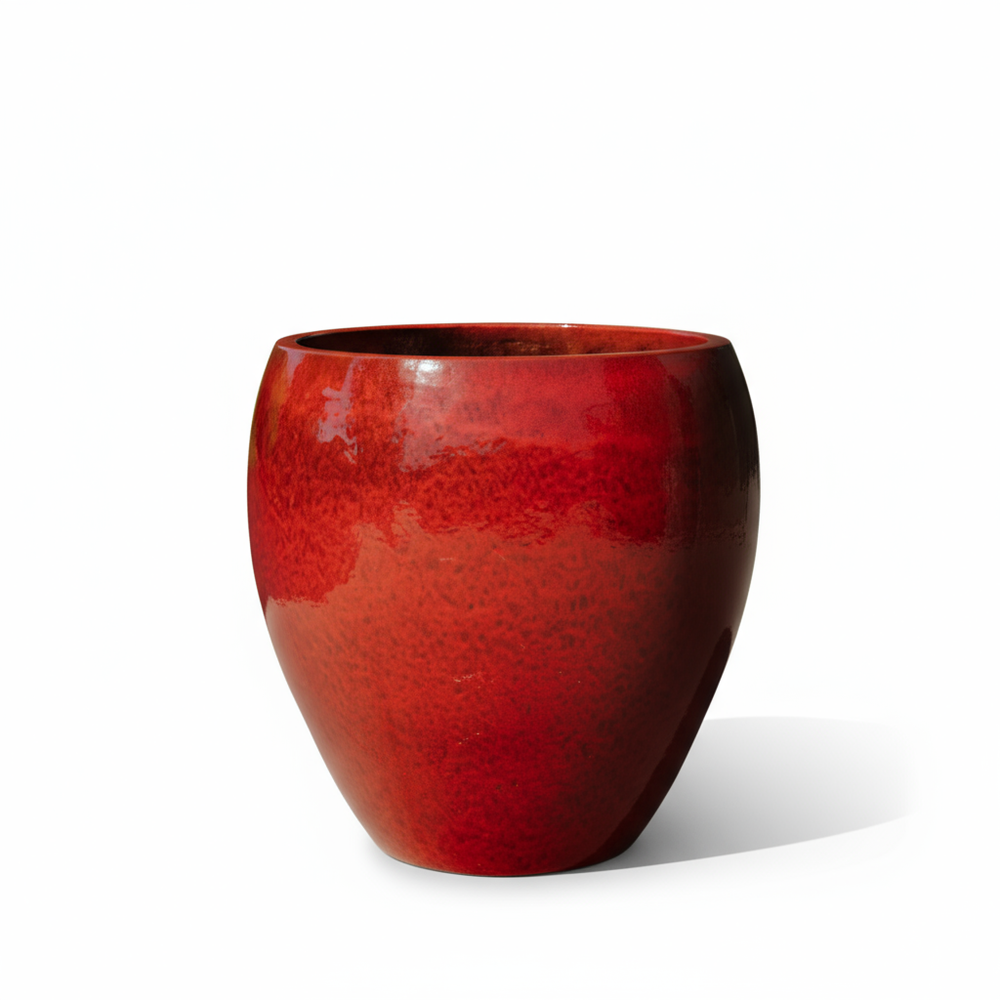Doniczka ceramiczna LAFONTAINE - Tropikalna czerwień - M (28 cm x 32 cm)