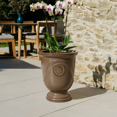 Doniczka ceramiczna Moliere, szczotkowany brąz - ręcznie wykonana, szkliwiona doniczka z terakoty
