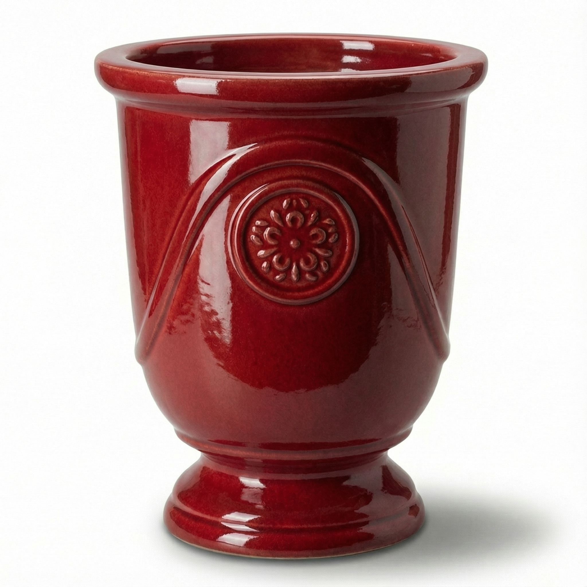 Doniczka ceramiczna Moliere Imperial Red – ręcznie robiona, szkliwiona doniczka z terakoty