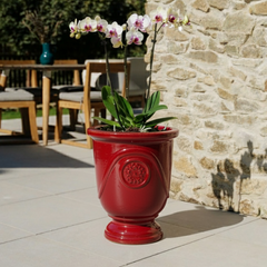 Doniczka ceramiczna Moliere Imperial Red – ręcznie robiona, szkliwiona doniczka z terakoty