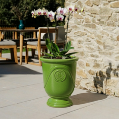 Doniczka ceramiczna Moliere w kolorze zielonego jabłka – ręcznie robiona, szkliwiona doniczka z terakoty