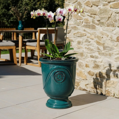 Doniczka ceramiczna Moliere Petrol blue - ręcznie wykonana, szkliwiona doniczka z terakoty