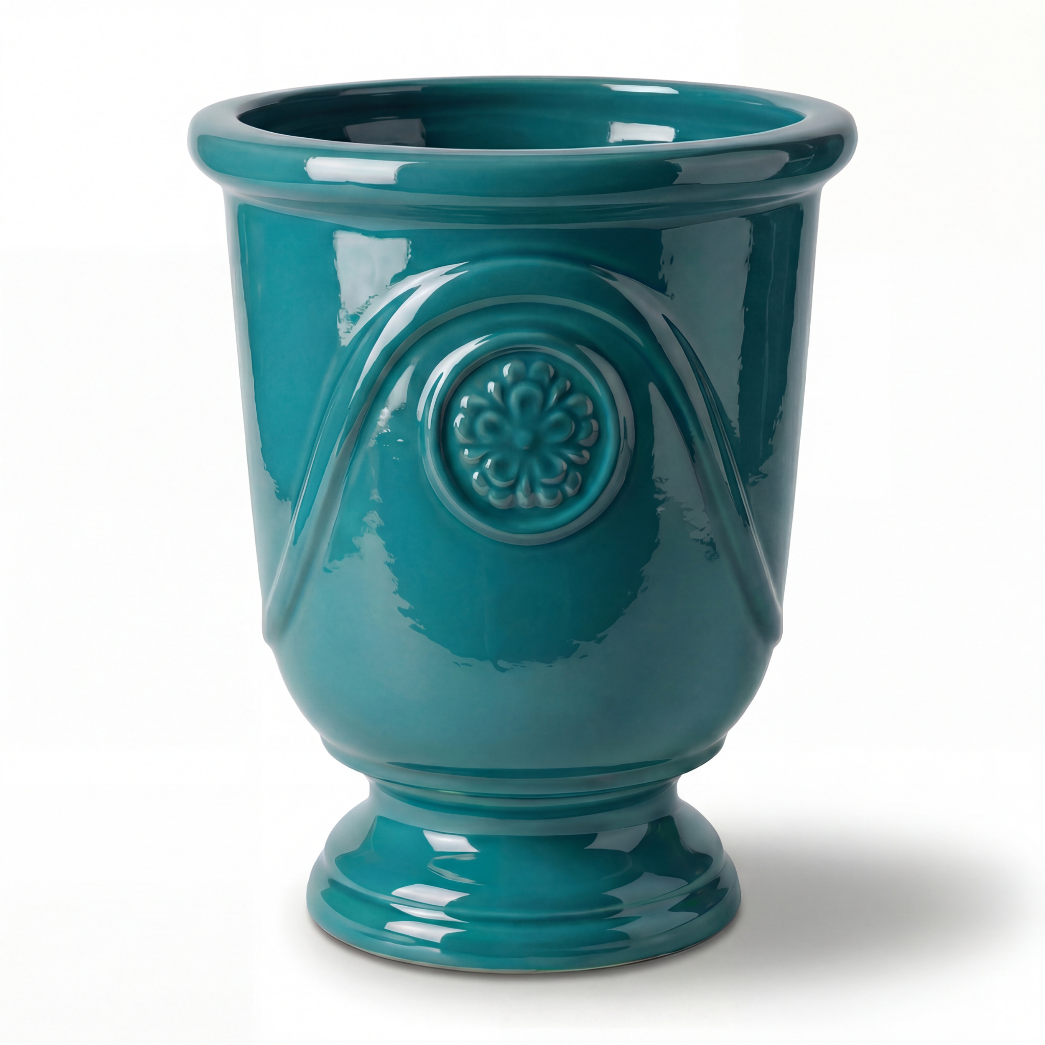 Doniczka ceramiczna Moliere Turquoise - ręcznie wykonana, szkliwiona doniczka z terakoty