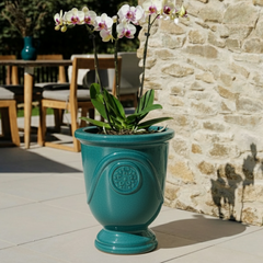 Doniczka ceramiczna Moliere Turquoise - ręcznie wykonana, szkliwiona doniczka z terakoty