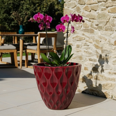 Doniczka ceramiczna Monet Imperial Red – ręcznie robiona, szkliwiona doniczka z terakoty