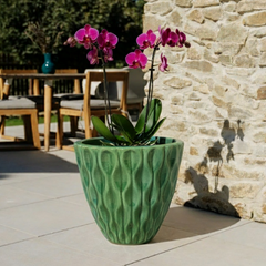 Doniczka ceramiczna Monet w kolorze zielonego jabłka – ręcznie robiona, szkliwiona doniczka z terakoty