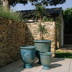 Keramický květináč Morgane - Ocelově modrý