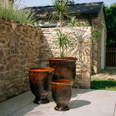 Doniczka ceramiczna Morgane - Pomarańczowo-czarna