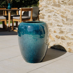 Keramický květináč Galilee - Azurově modrá