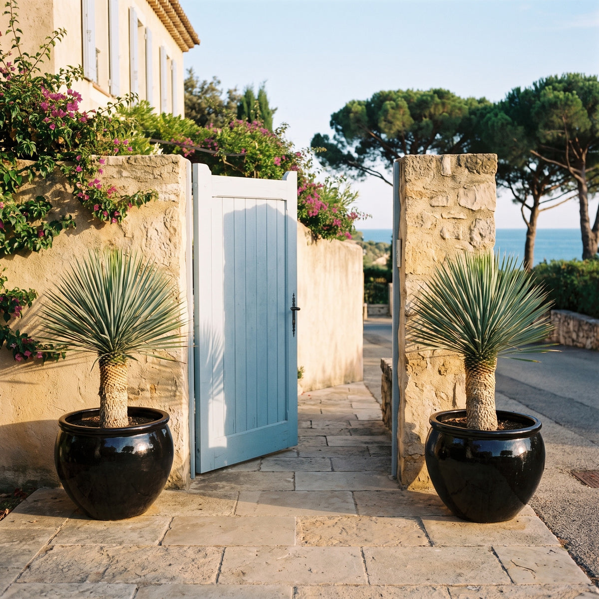 Provencelia LUTECE – glazed ceramic outdoor planter, Black, XL 53 × 43 cm