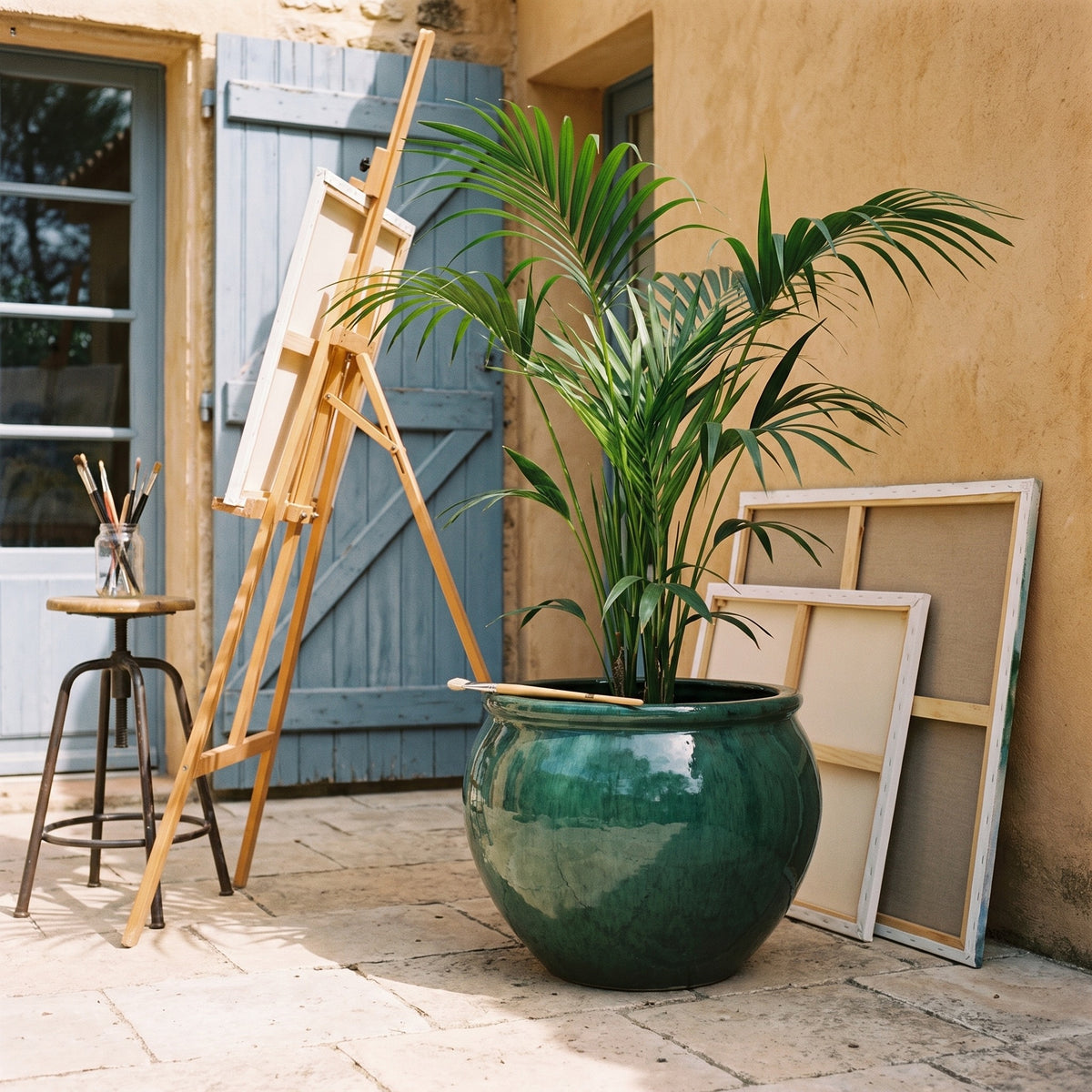 Provencelia LUTECE – glazed ceramic outdoor planter, Jade, XL 53 × 43 cm