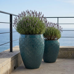 Doniczka ceramiczna Phenix - Petrol blue