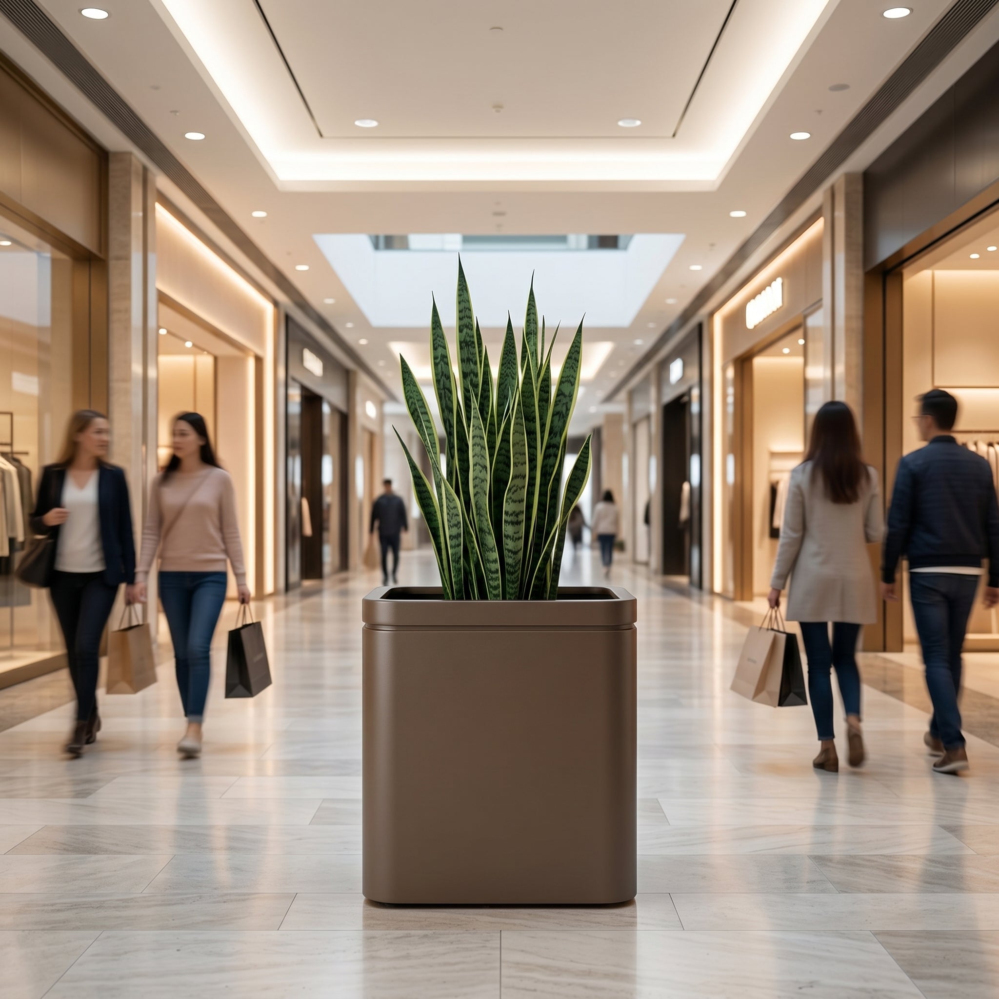 Donica metalowa Szarobrązowy na tarasie – INFINITY SQUARE, odporna na pogodę