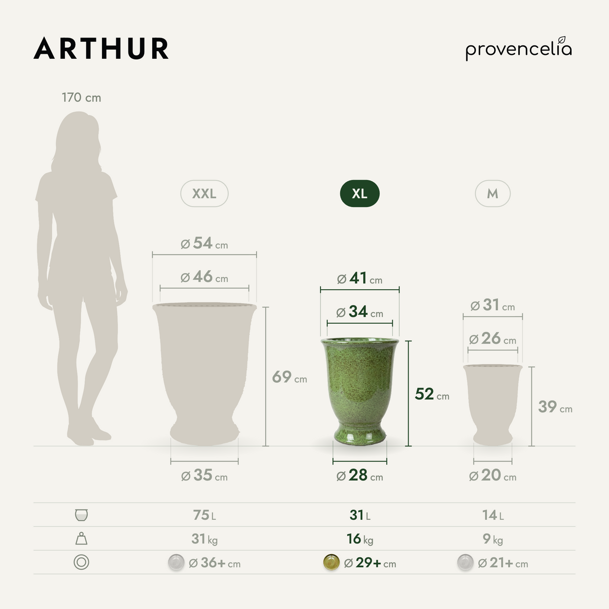 ARTHUR XL – wymiary