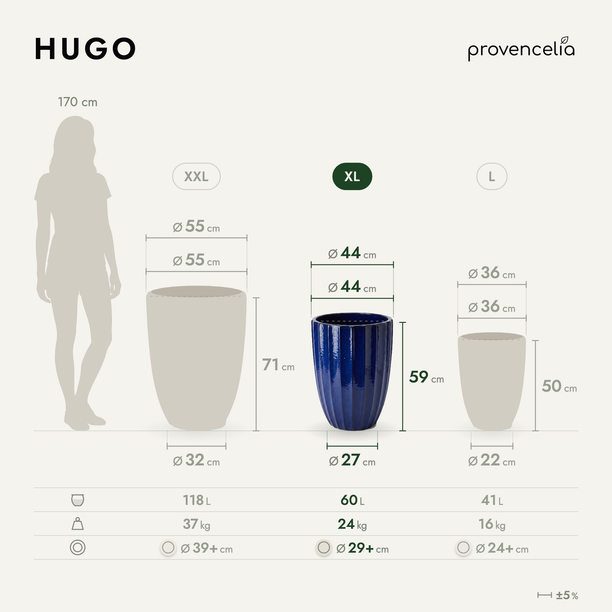 HUGO XL – wymiary