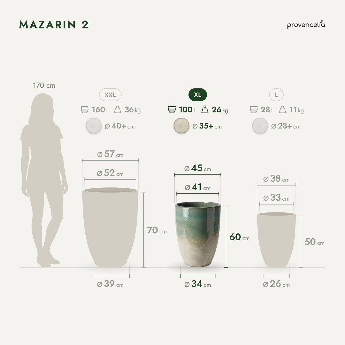 Doniczka ceramiczna Mazarin 2 – Letnia mgła, XL (45 x 60 cm)