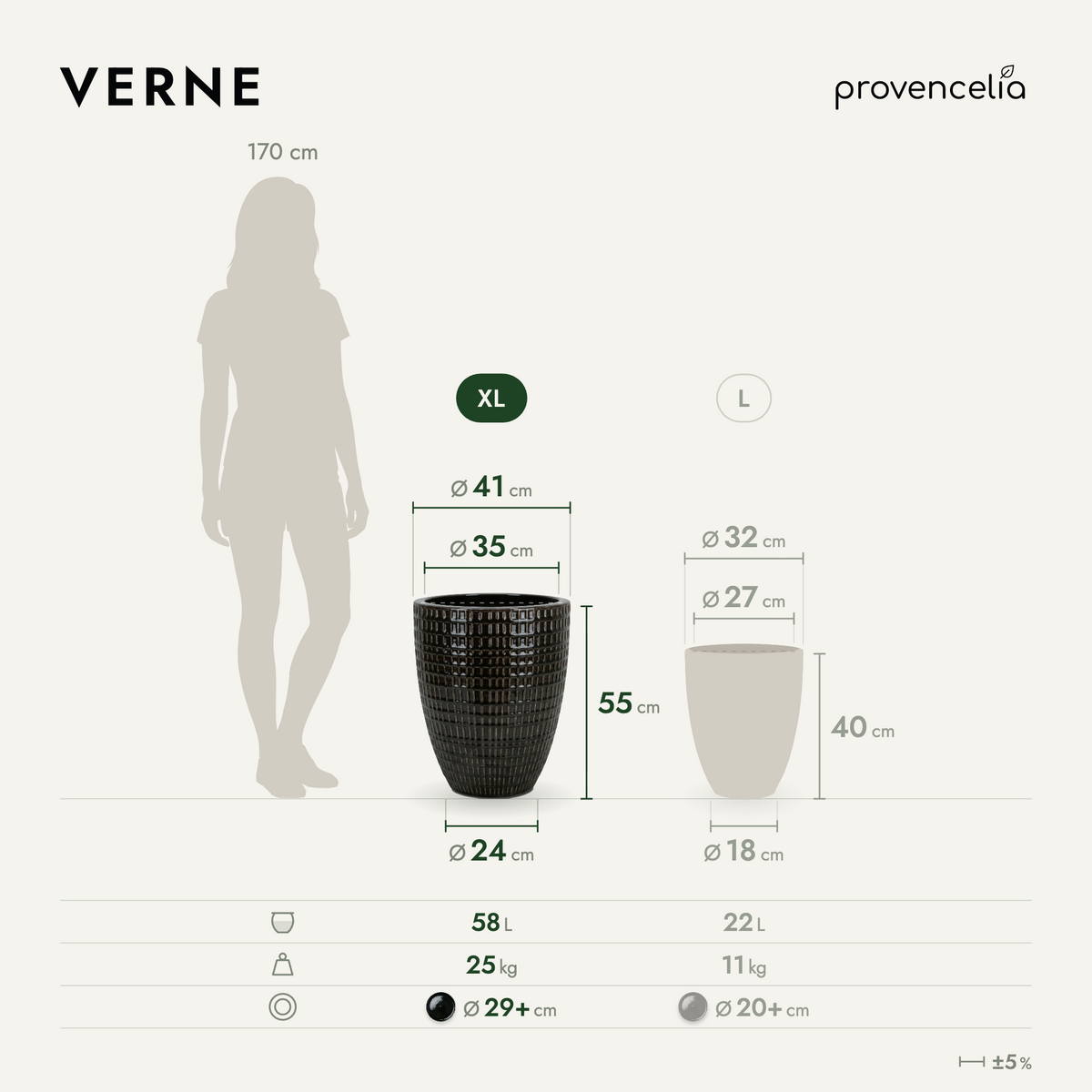 VERNE XL – wymiary
