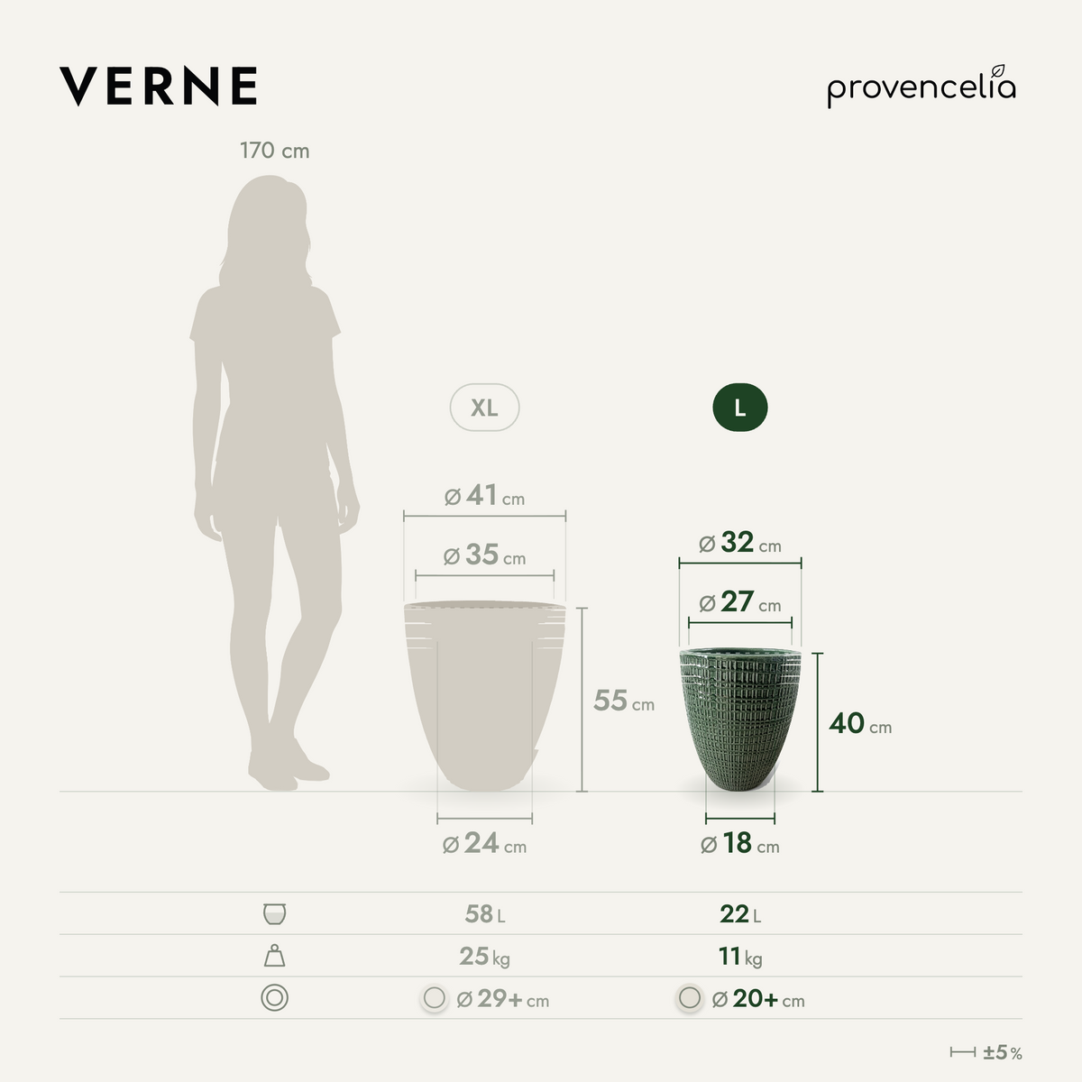 VERNE L – wymiary